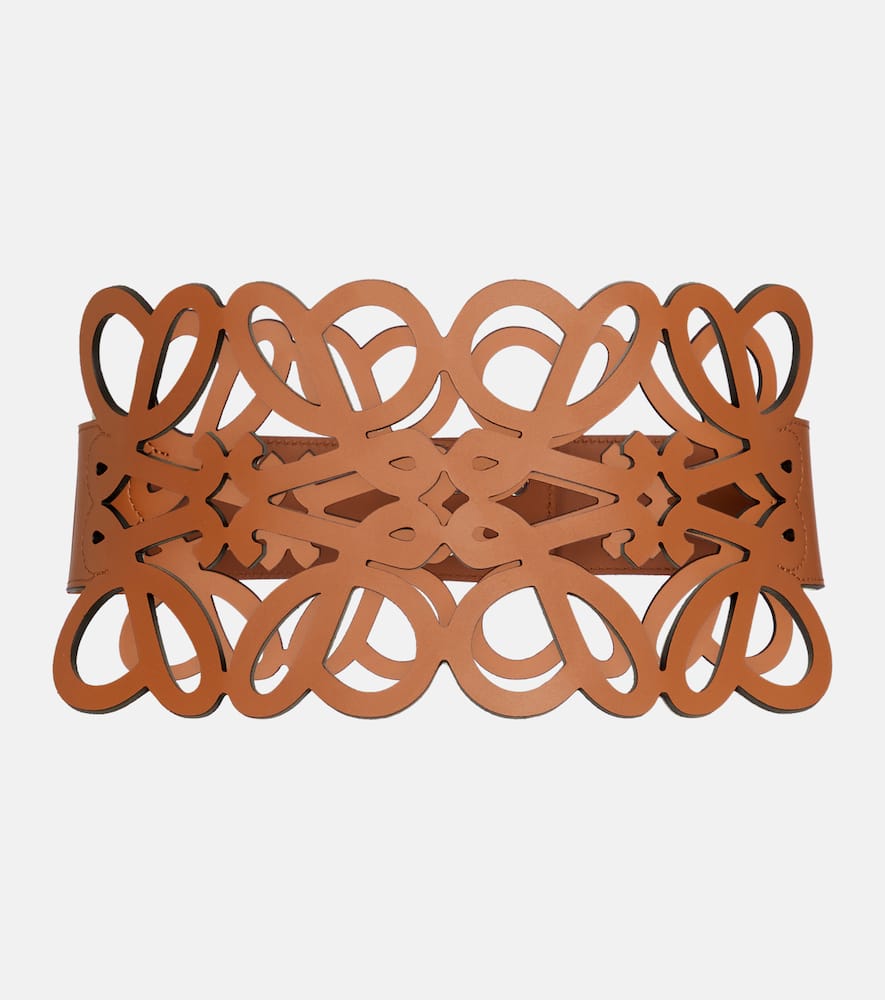 Click to view more detailed imagery on our partner's website Loewe Leather Belt With All-over Cut-out Detail In Brown