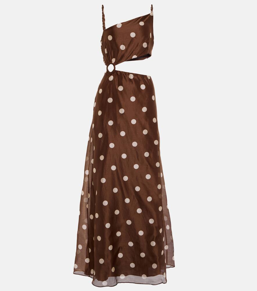 Shop Sir Vivi Polka-dot Cotton And Silk Maxi Dress In Marlon Polka Dot