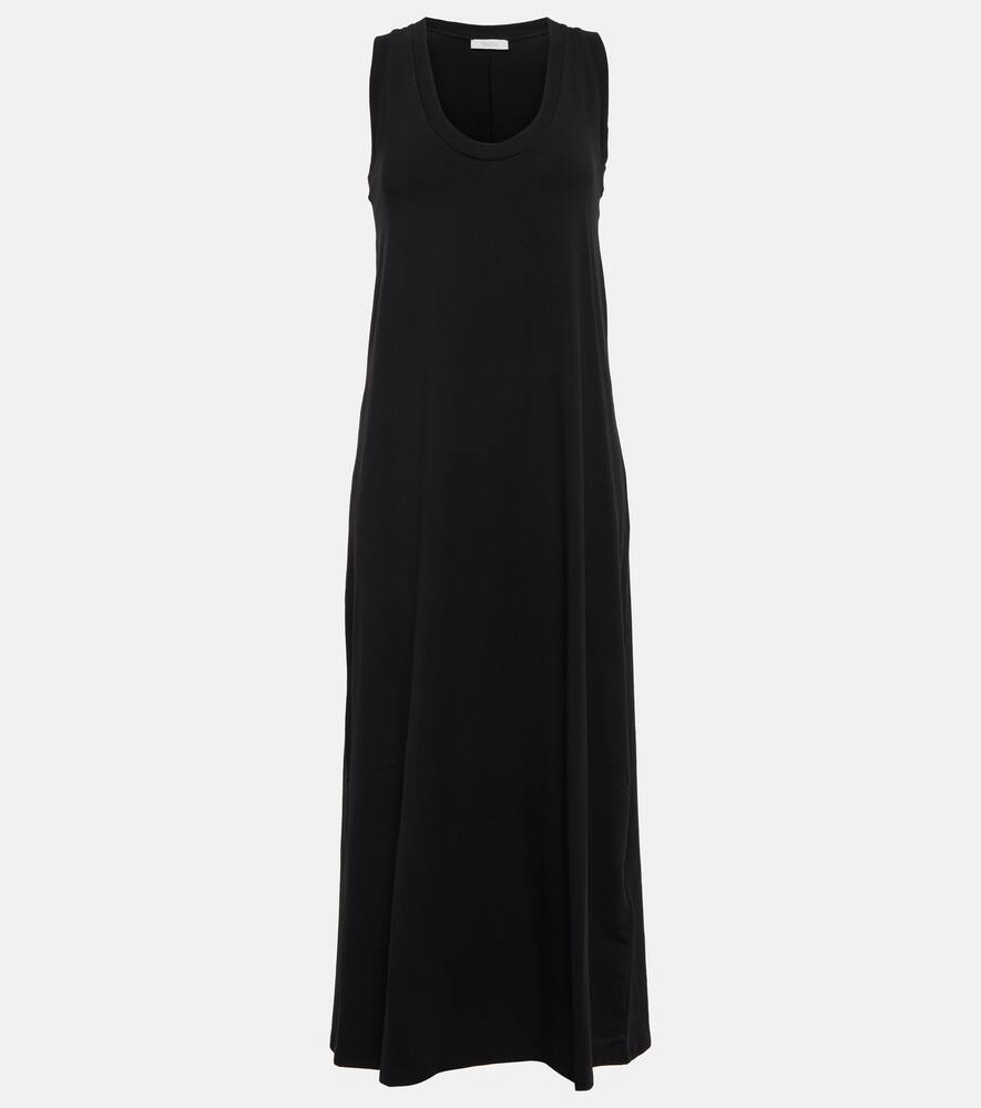 Max Mara Leisure Paraggi Cotton-blend Midi Dress In Nero