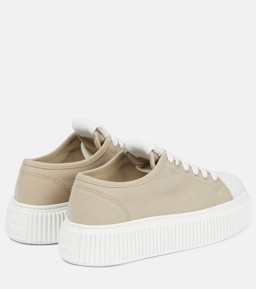 Miu Miu Cotton Canvas Low-top Sneakers In Coloniale