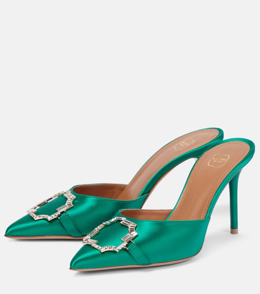 Shop Malone Souliers Missy 85 Embellished Mules In Emerald/emerald