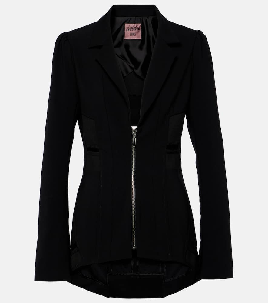 Shop Jean Paul Gaultier Zipped Blazer In Black