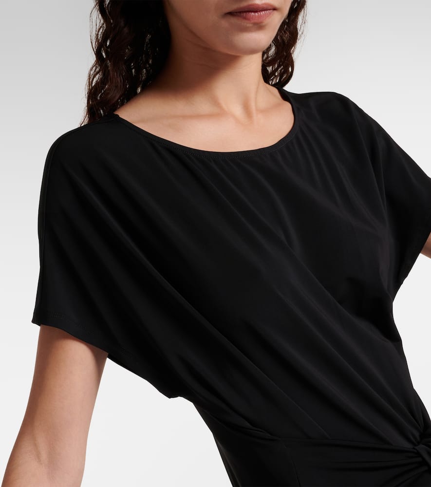 Max Mara Belted Jersey Midi Dress In Schwarz