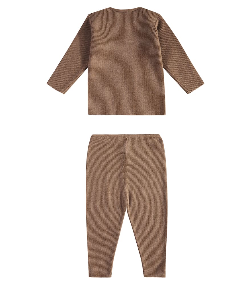 Bonpoint Baby Fili Wool And Cotton Sweater And Pants Set In Braun