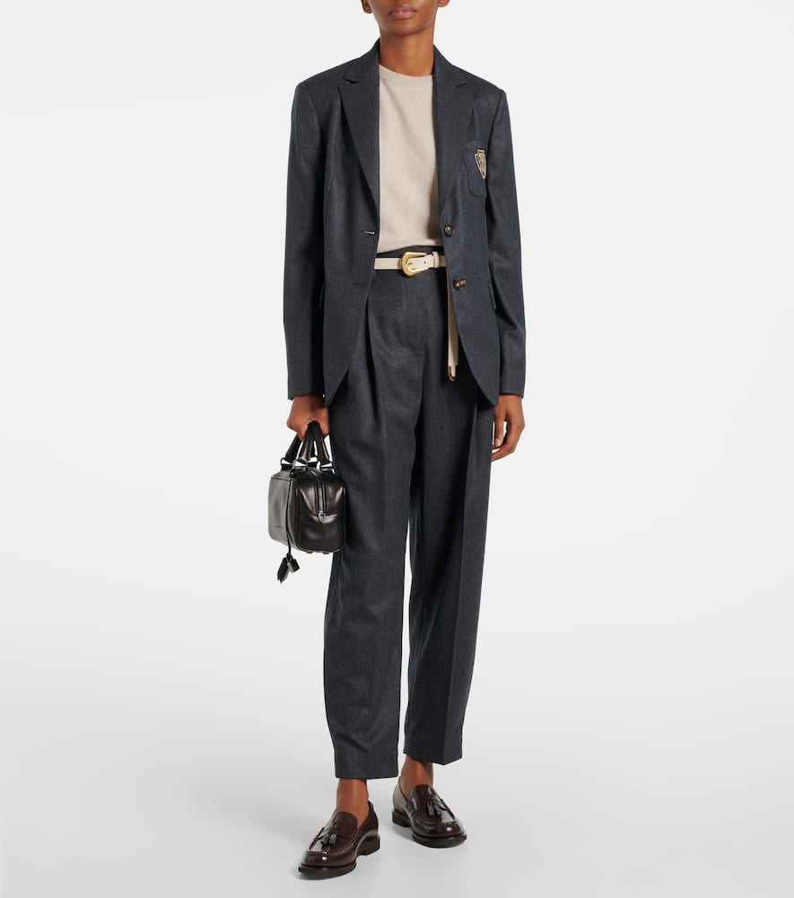 Brunello Cucinelli Baggy Sartorial High-rise Wool Straight Pants In Grey
