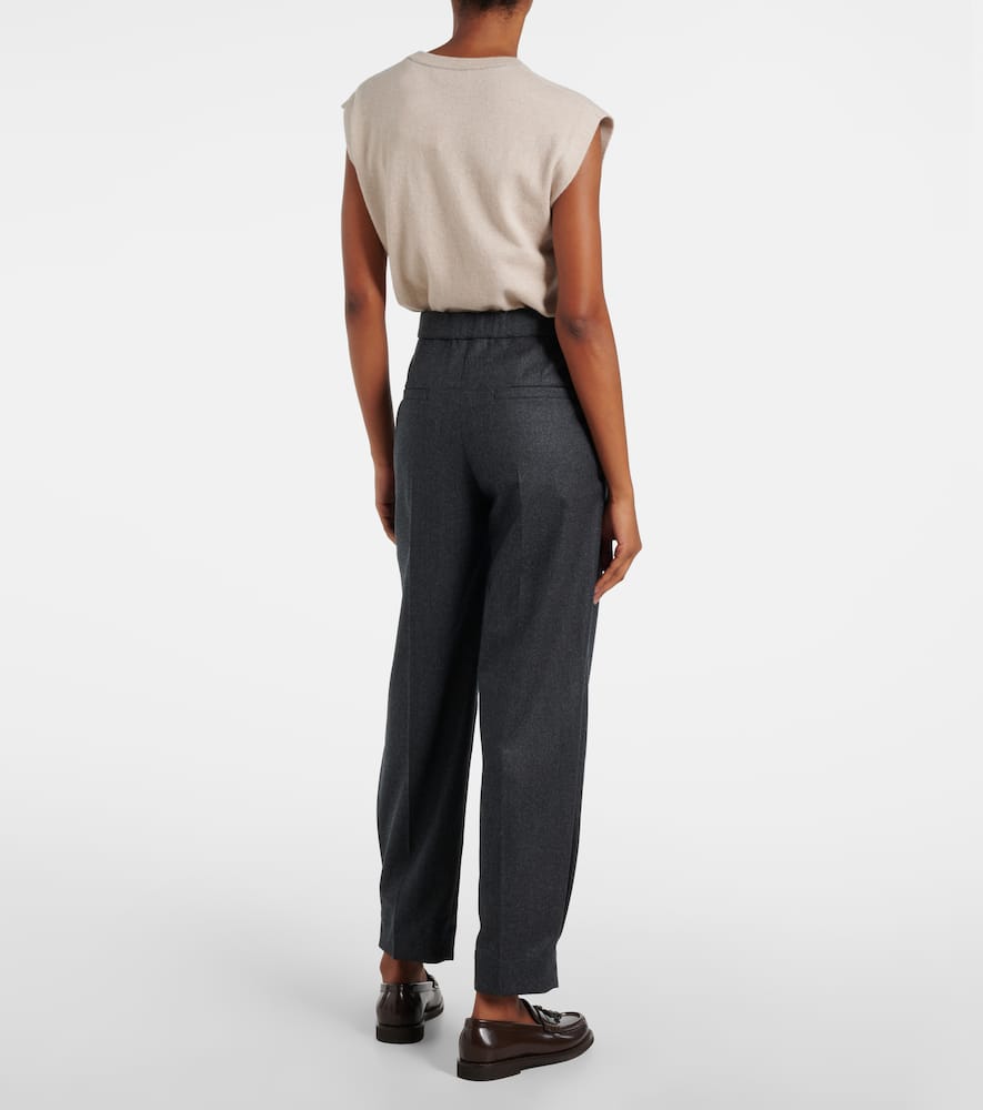 Brunello Cucinelli Baggy Sartorial High-rise Wool Straight Pants In Grey