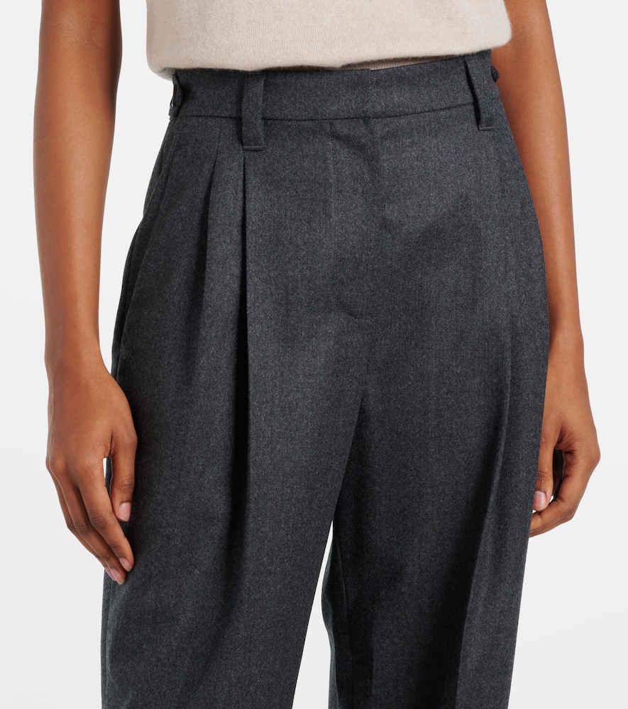 Brunello Cucinelli Baggy Sartorial High-rise Wool Straight Pants In Grey