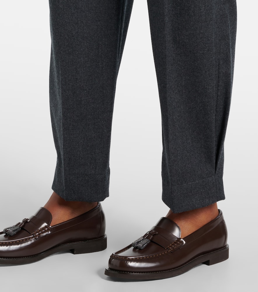 Brunello Cucinelli Baggy Sartorial High-rise Wool Straight Pants In Grey