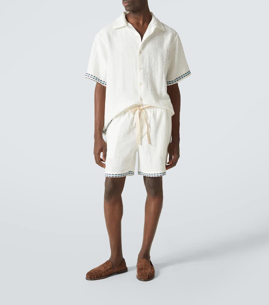 FREQUENCY亚麻刺绣短裤