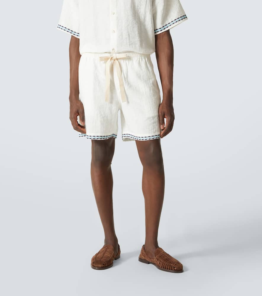 FREQUENCY亚麻刺绣短裤