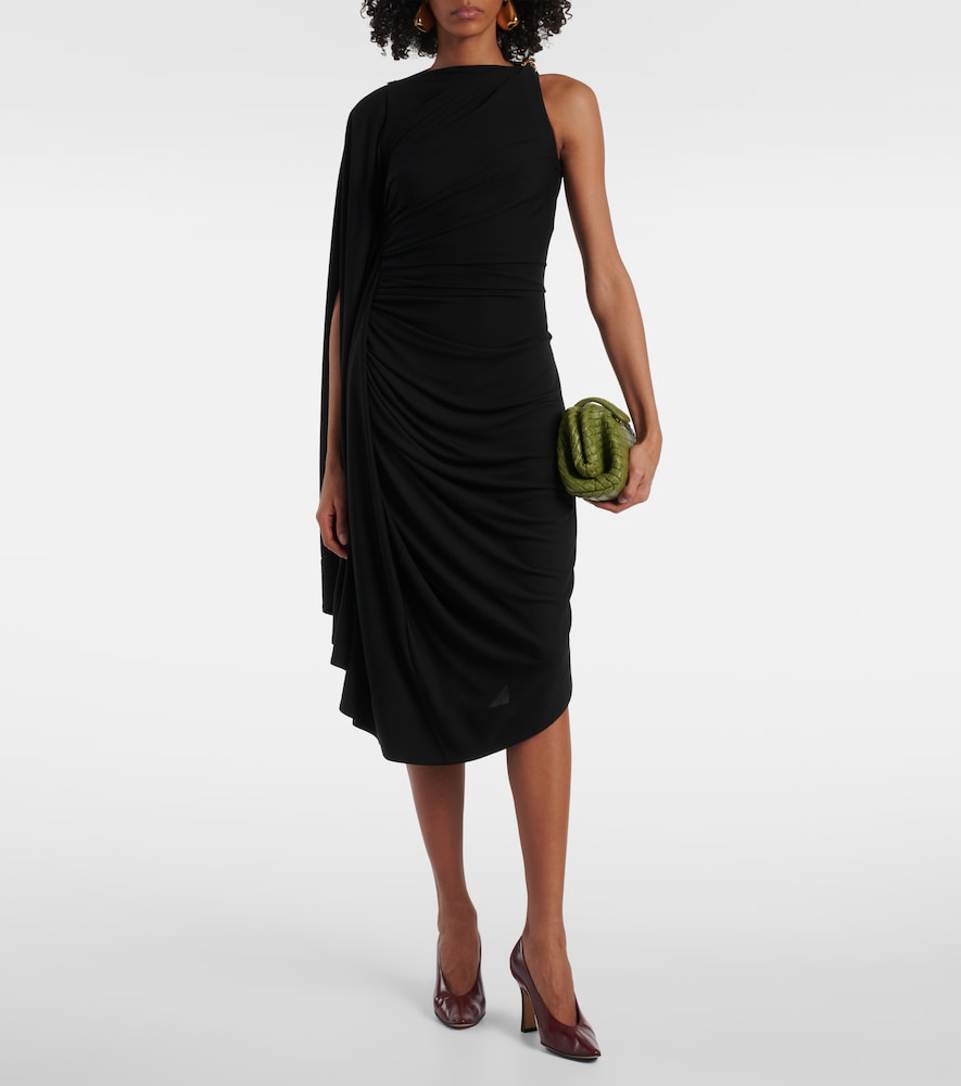 Embellished Draped Jersey Midi Dress