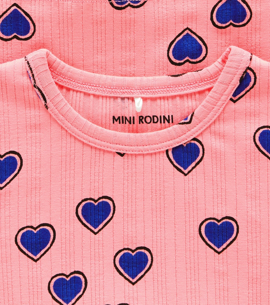 Mini Rodini Outlined Hearts Cotton-blend T-shirt In Pink
