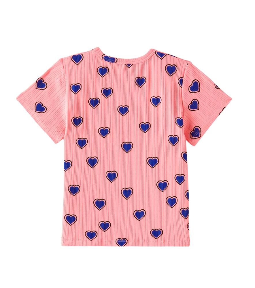 Mini Rodini Outlined Hearts Cotton-blend T-shirt In Pink