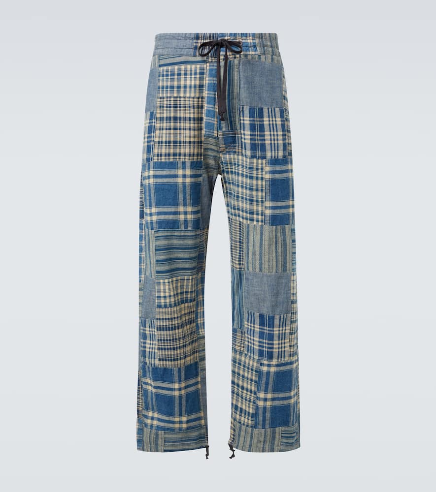 Patchwork cotton and linen pants