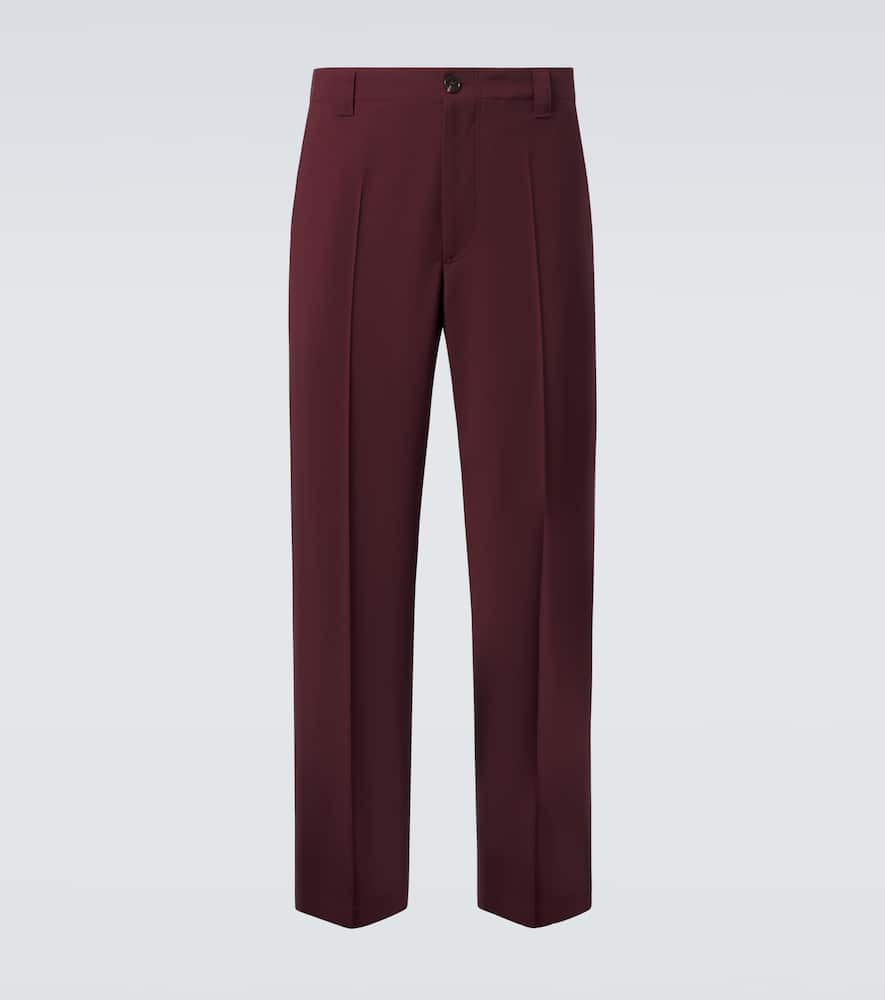 Wool gabardine straight pants