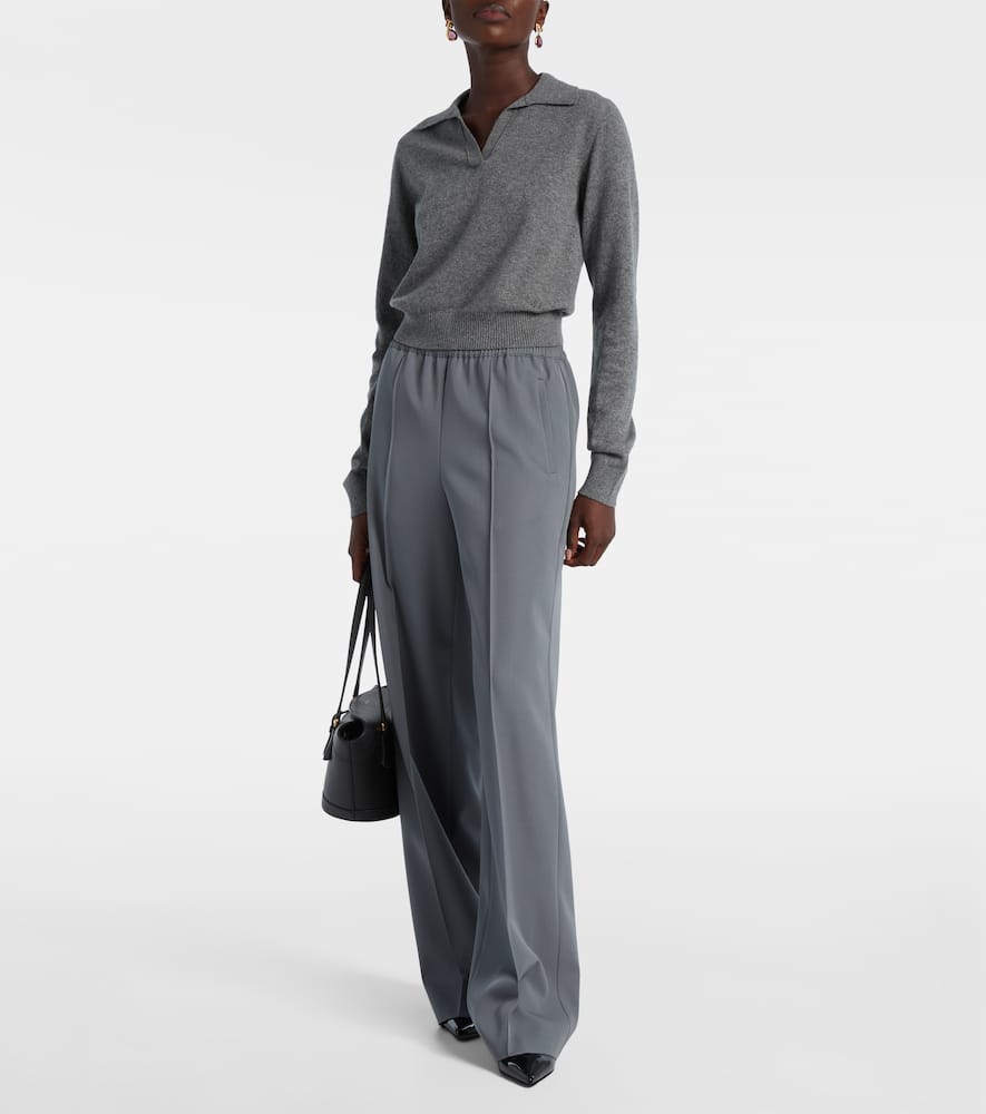 Dolce & Gabbana Virgin Wool Gabardine Straight Pants In Gray