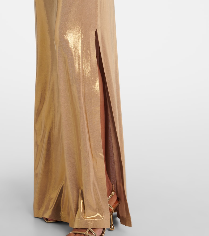 Norma Kamali Glitter Strapless Gown In Brown