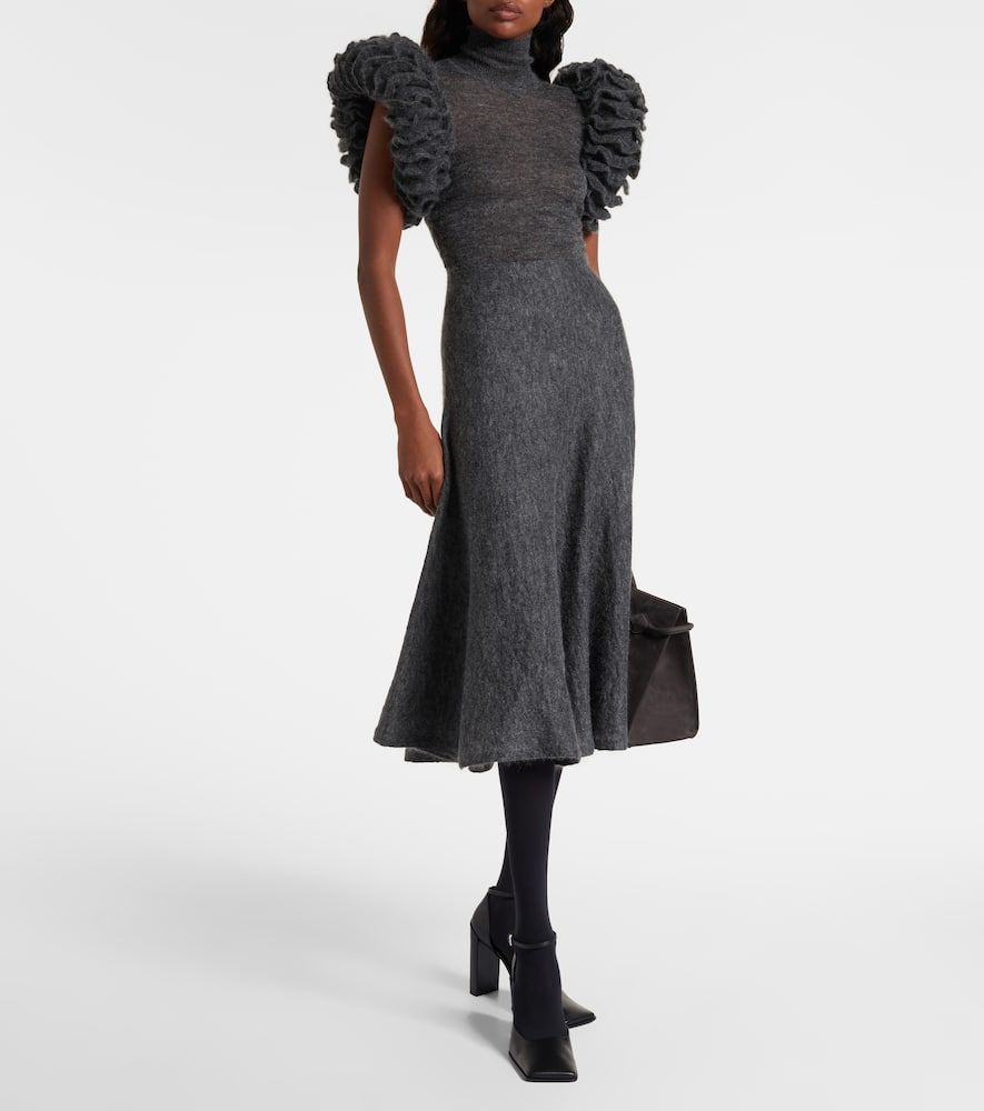 Alaïa Ruffled Mohair And Wool-blend Bodysuit In Gray