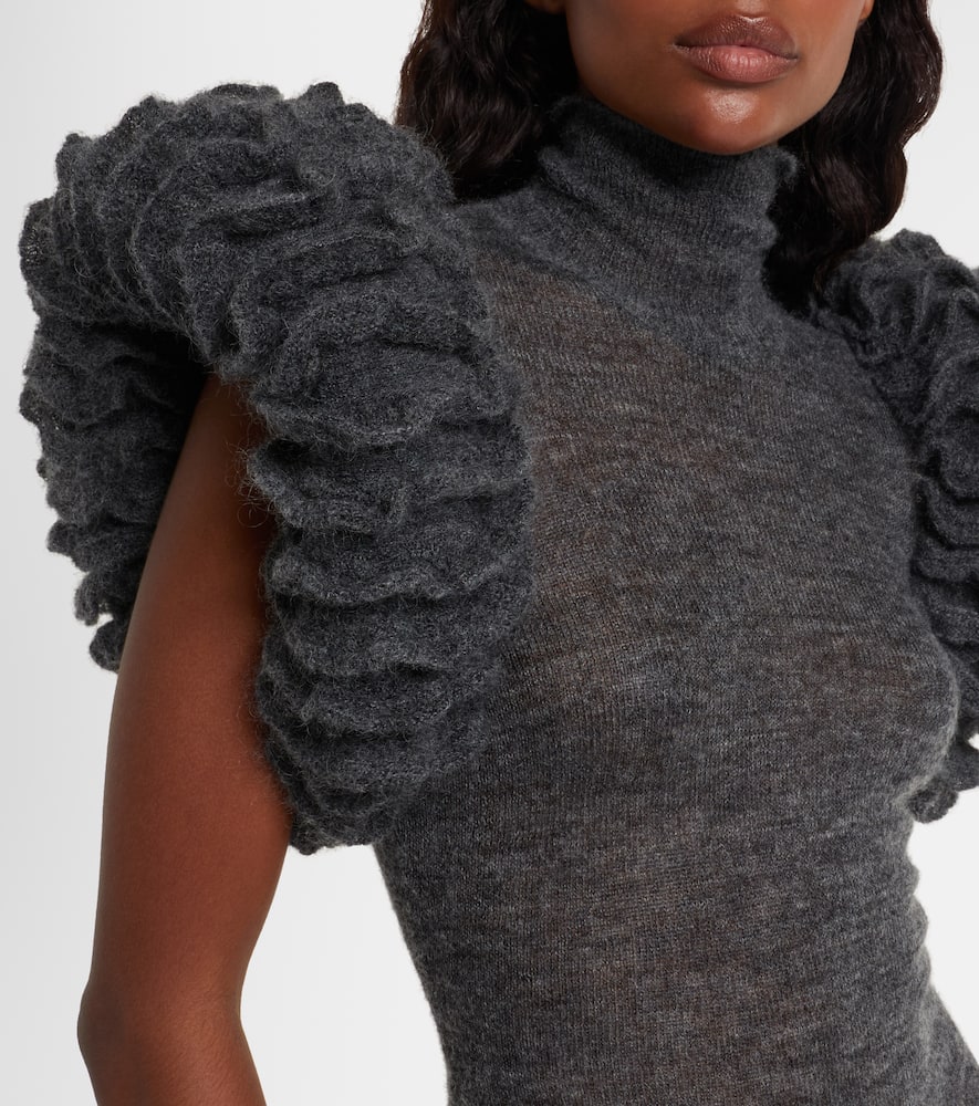 Alaïa Ruffled Mohair And Wool-blend Bodysuit In Gray