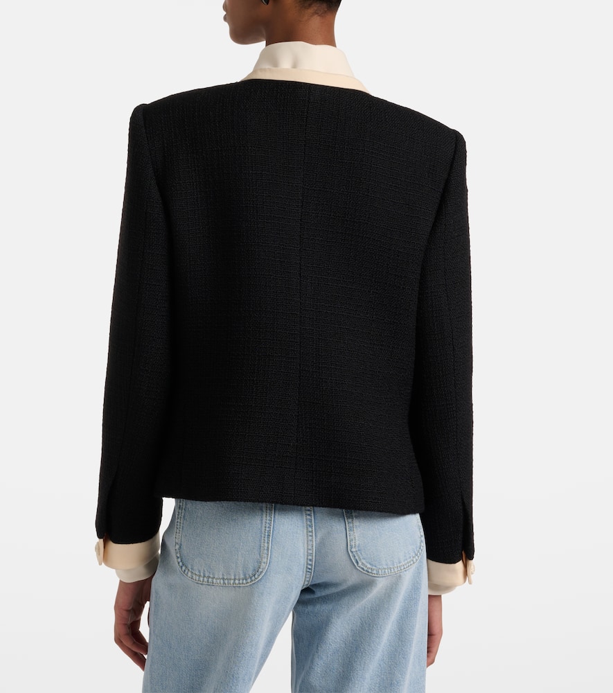 Valentino Garavani Short Wool Tweed Jacket With Bows In Black