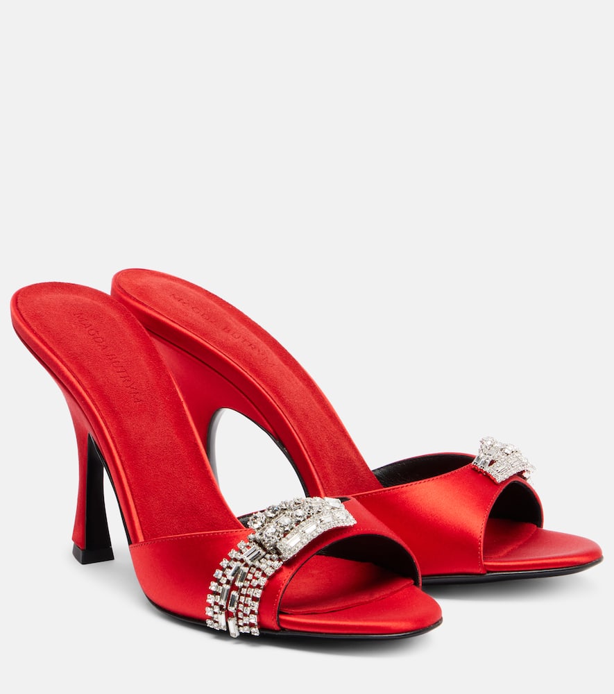 Magda Butrym Crystal-embellished Satin Mules In Red