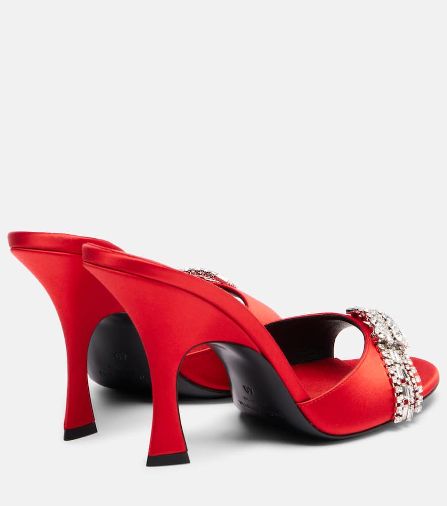 Magda Butrym Crystal-embellished Satin Mules In Red
