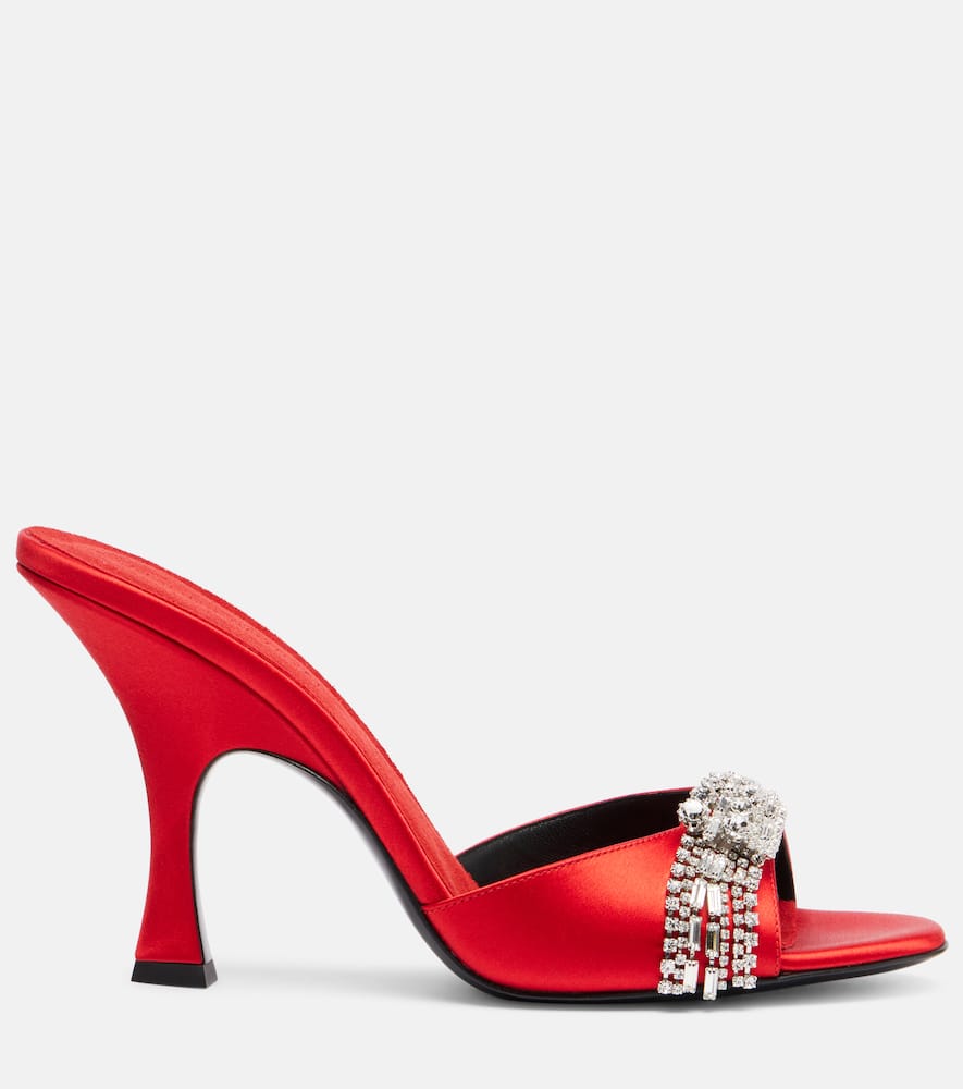 Magda Butrym Crystal-embellished Satin Mules In Red