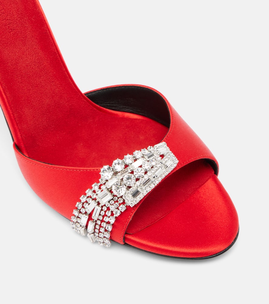 Magda Butrym Crystal-embellished Satin Mules In Red