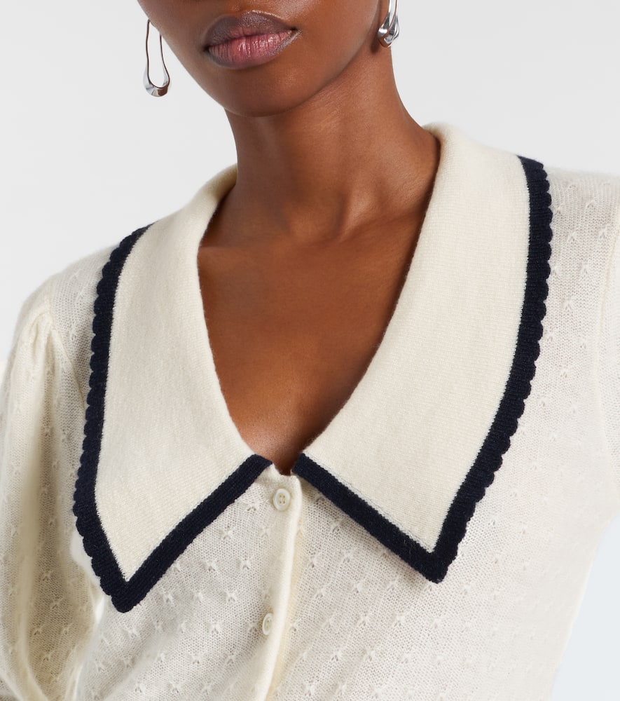 Frame Womens Cream Multi Sailor Long-sleeve Cashmere Sweater In White