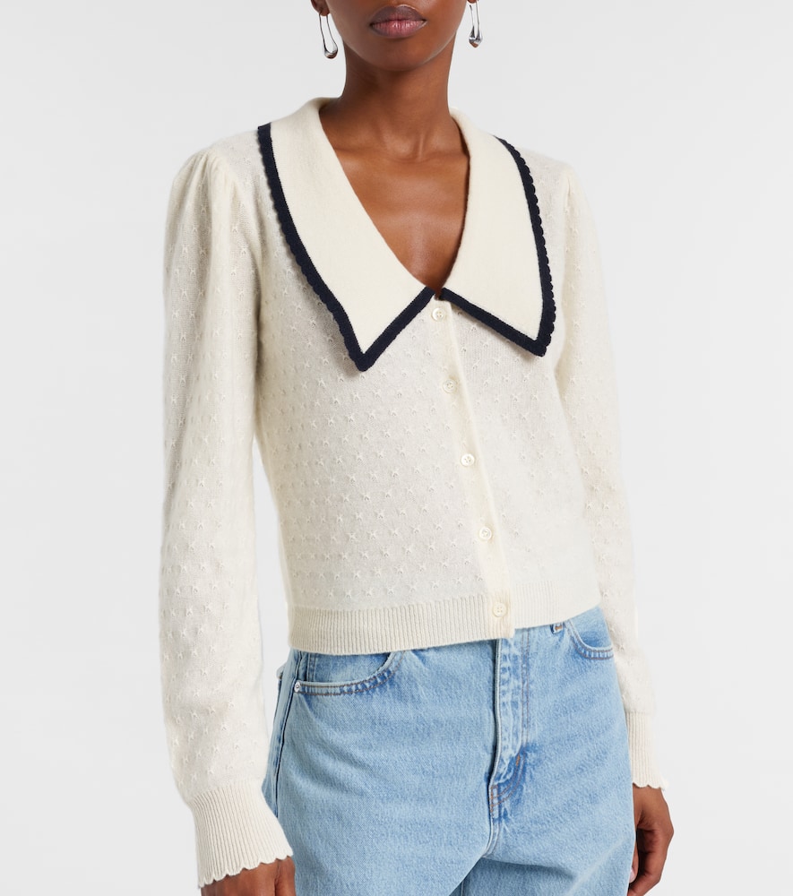 Frame Womens Cream Multi Sailor Long-sleeve Cashmere Sweater In White