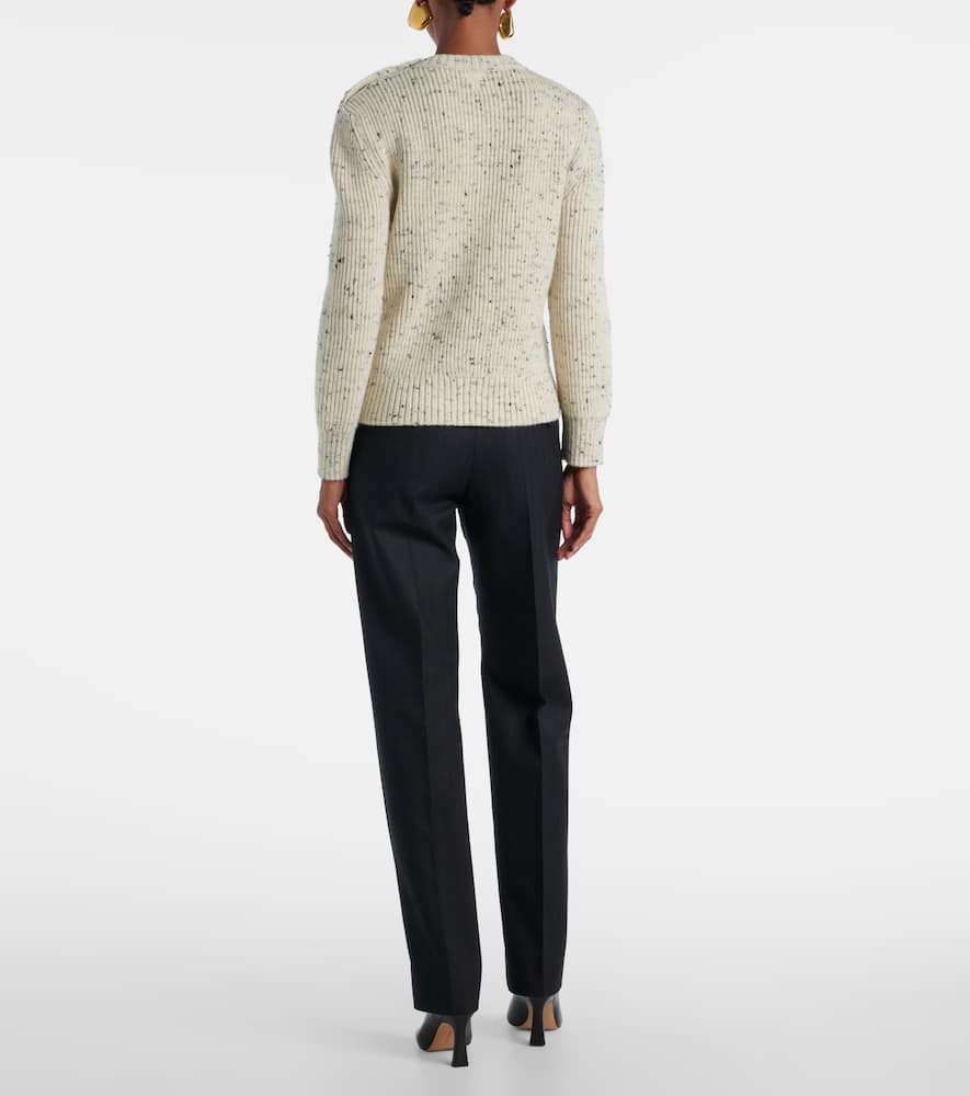 Bottega Veneta Button-detailed Ribbed Wool-blend Sweater In White