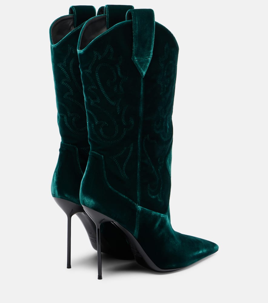 Paris Texas Lidia 105 Velvet Mid-calf Boots In Green