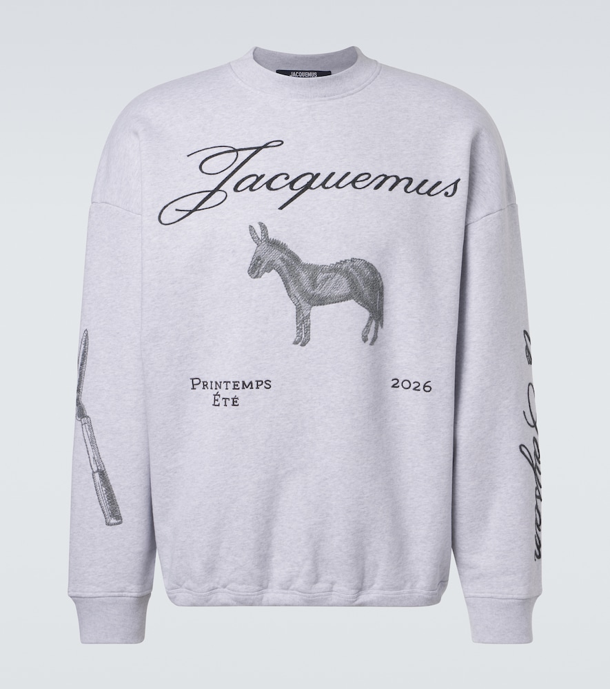 JACQUEMUS Jacquemus J embroidered cotton fleece sweatshirt　Jacquemus J 刺繍入りコットンフリーススウェットシャツ