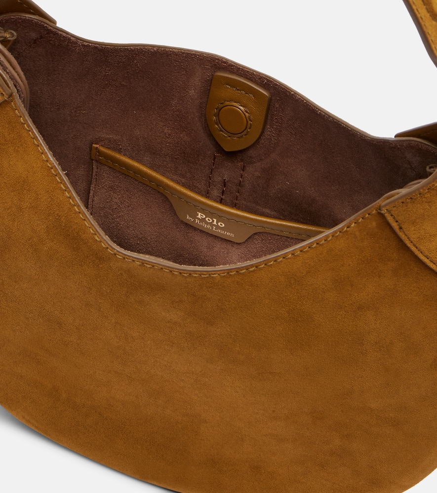 Polo Ralph Lauren Polo Id Small Suede Shoulder Bag In Brown