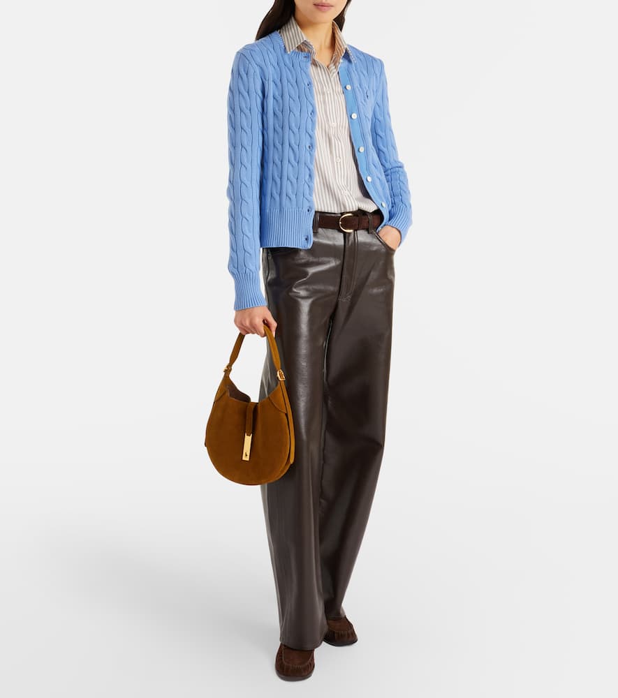 Polo Ralph Lauren Polo Id Small Suede Shoulder Bag In Brown