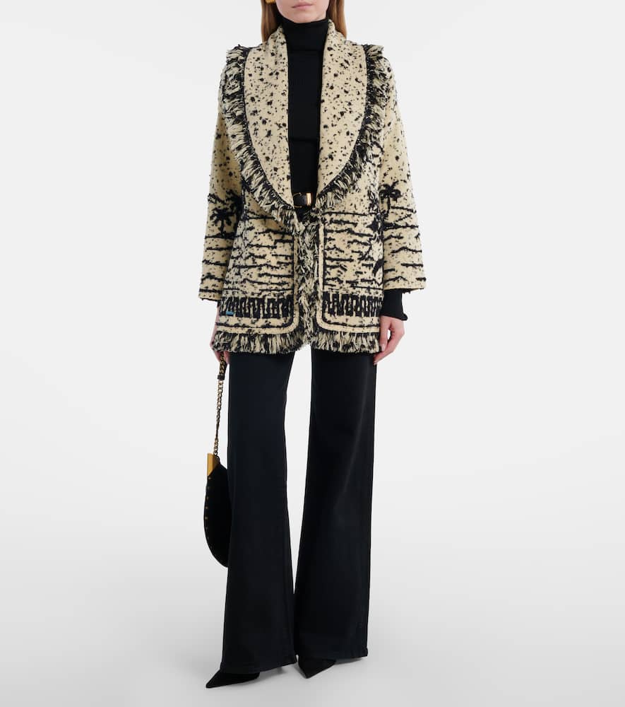 Alanui Ocean Whispers Fringed Wool-blend Cardigan In Neutral