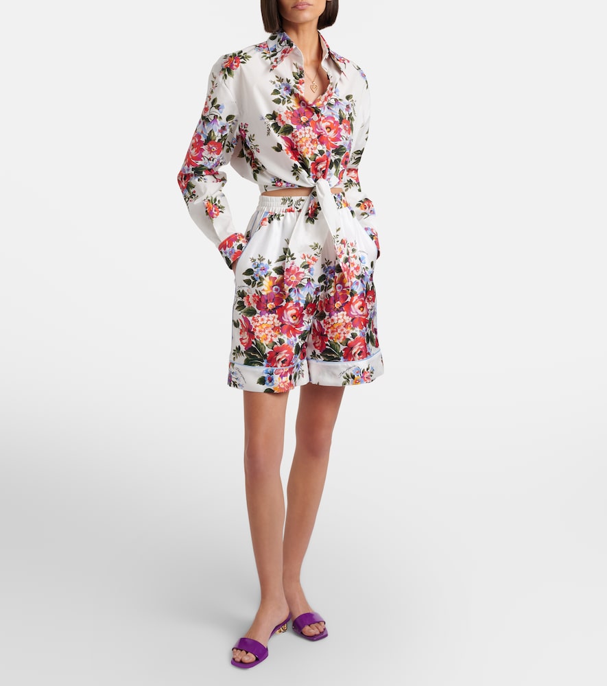 Dolce&Gabbana Floral Silk Twill Bermuda Shorts