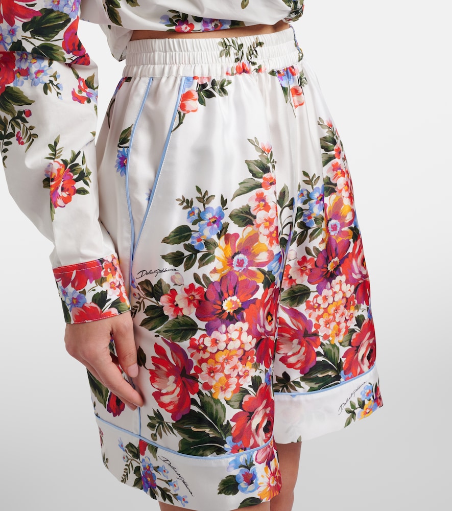 Dolce&Gabbana Floral Silk Twill Bermuda Shorts