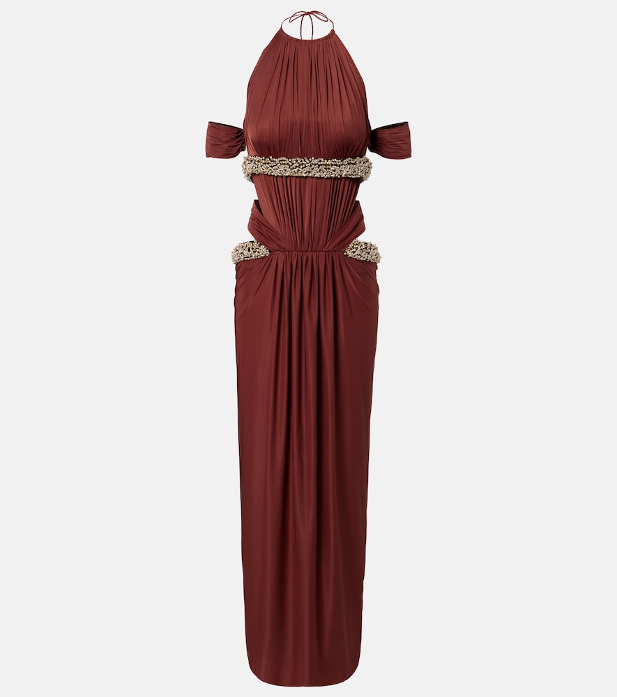 The New Arrivals Ilkyaz Ozel Crystal-embellished cutout halterneck gown