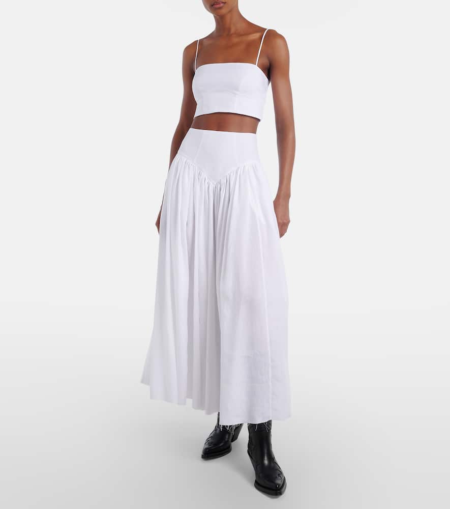 Gabriela Hearst Juniper Gathered Linen Midi Skirt In White