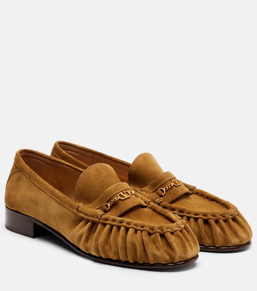 Valentino Garavani Women's Beige Vlogo Suede Loafers UK Size 3.5 - Mytheresa