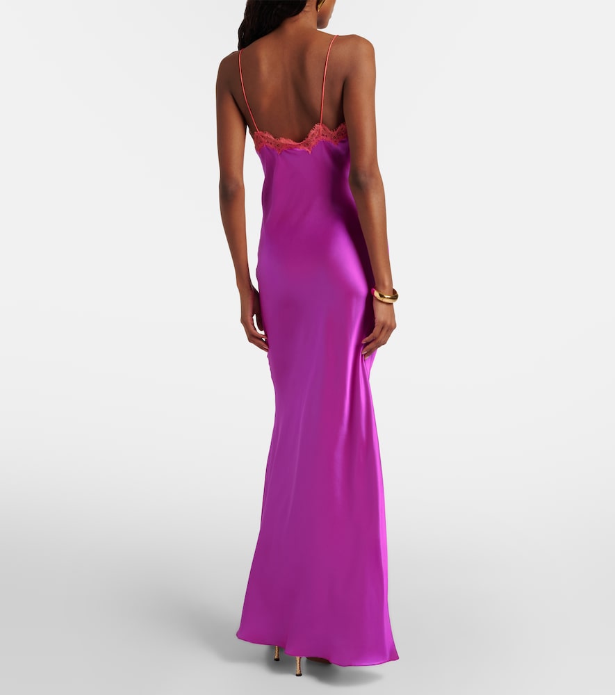  Roberto Cavalli Roberto Cavalli Slipdress Aus Seide Mit Spitze 
