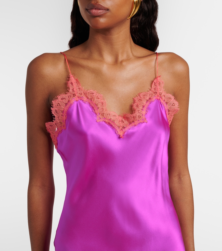  Roberto Cavalli Roberto Cavalli Slipdress Aus Seide Mit Spitze 