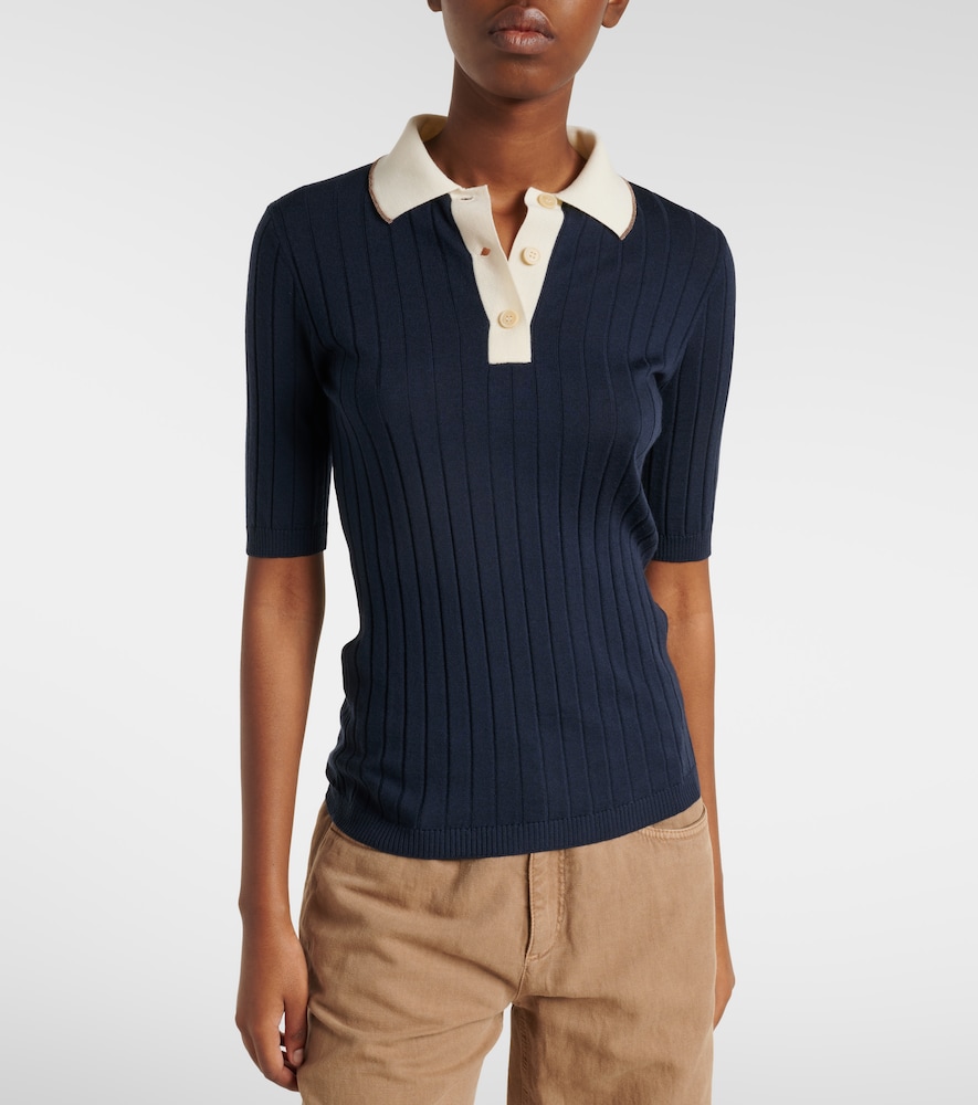  Brunello Cucinelli Brunello Cucinelli Embellished Wool And Cashmere Polo Sweater 