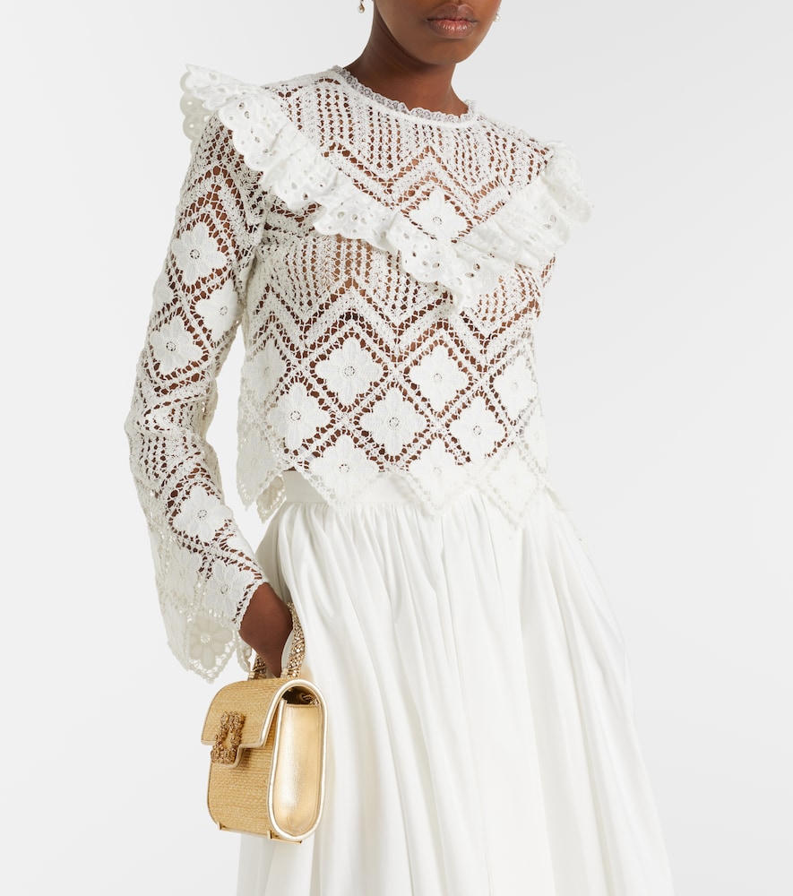 Self-Portrait Crochet ruffled top