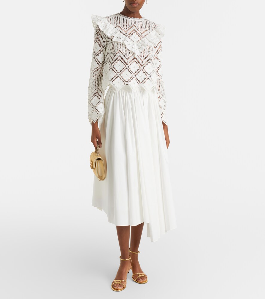 Self-portrait Self-portrait Crochet Ruffled Top 