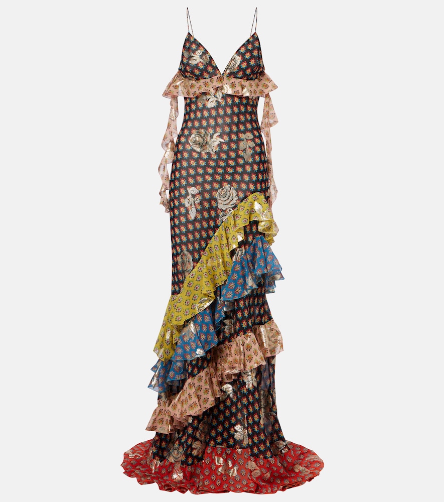 Etro Women's Multicoloured Floral Tiered Silk-Blend Maxi Dress UK Size 14 - Mytheresa