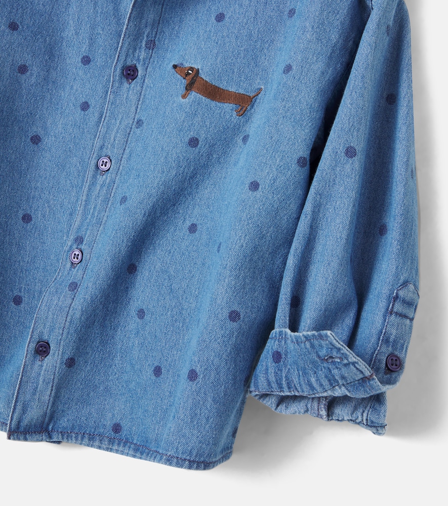  Mini Rodini Mini Rodini Embroidered Polka-dot Denim Shirt 