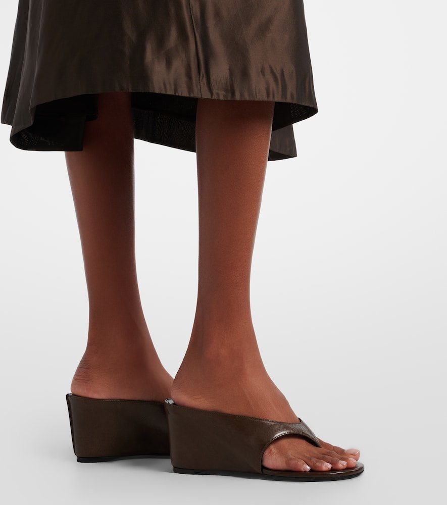 Yaga Leather Wedge Thong Sandals