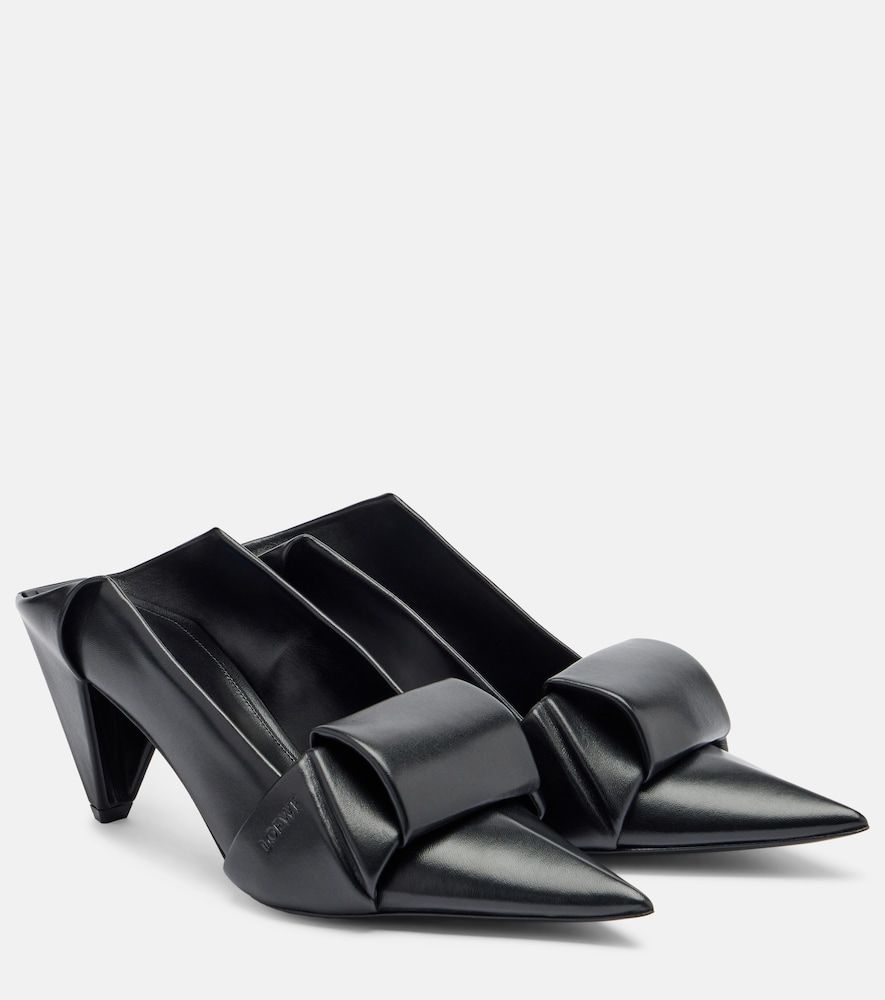 Loewe Origami Leather Mules In Black